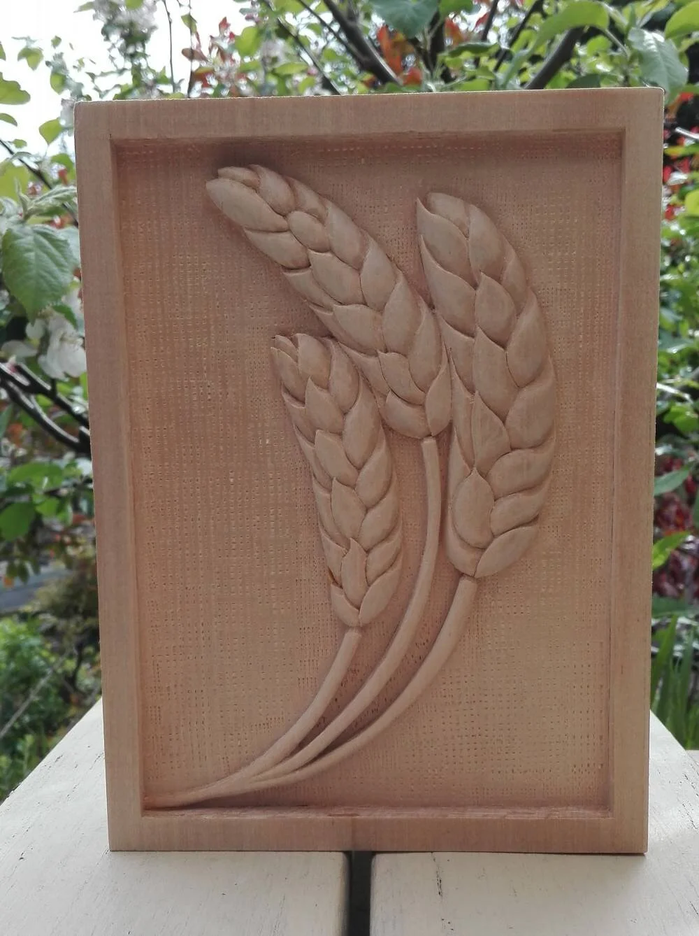 Lime wheatsheaf decoration in relief