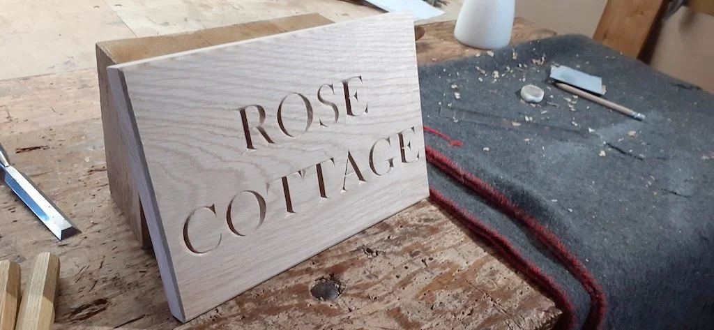 House sign in oak for a local client