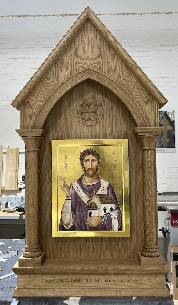 Lettering to the casing to house an Icon installed in Perth Cathedral - St. Nina's