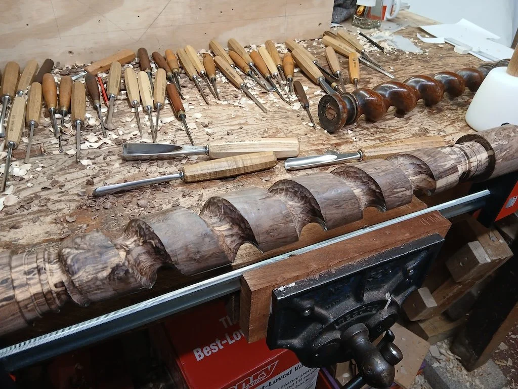 Hand carved Barley Twist in crocus wood. very hard going