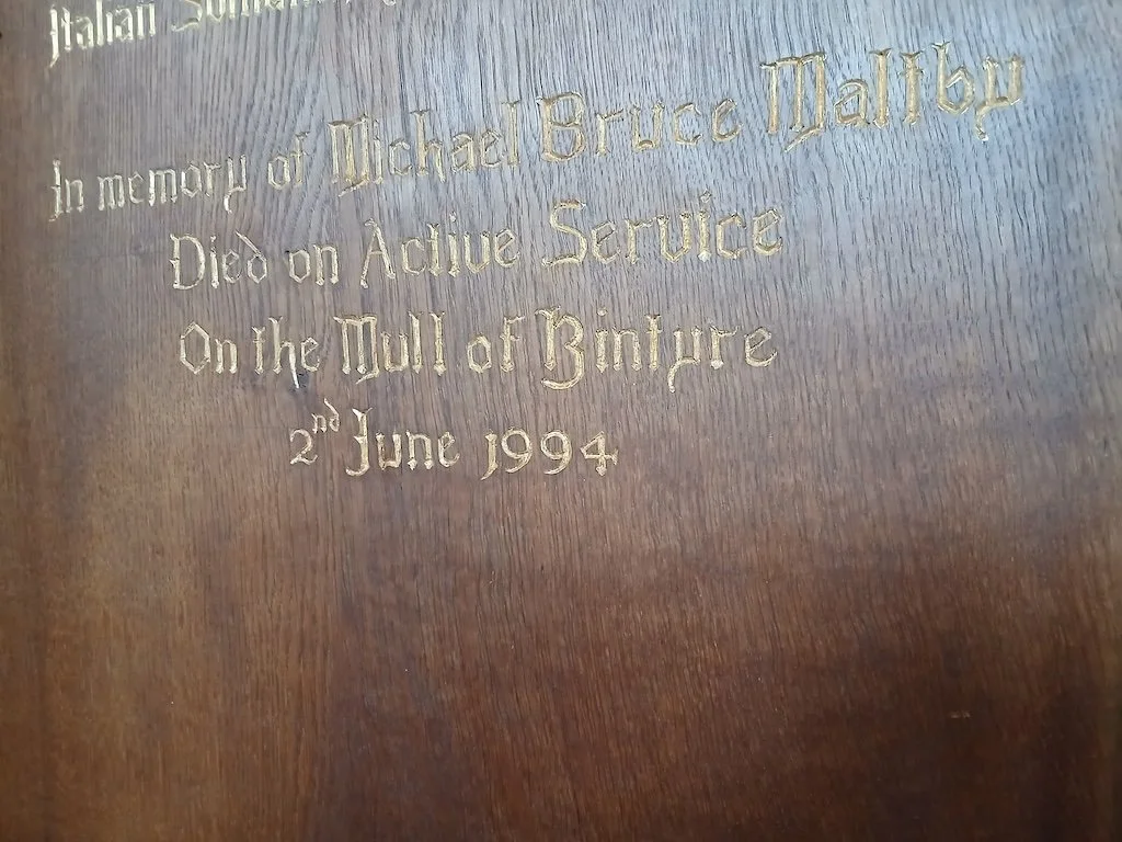 Carved lettering in situ in Bedford School Chapel