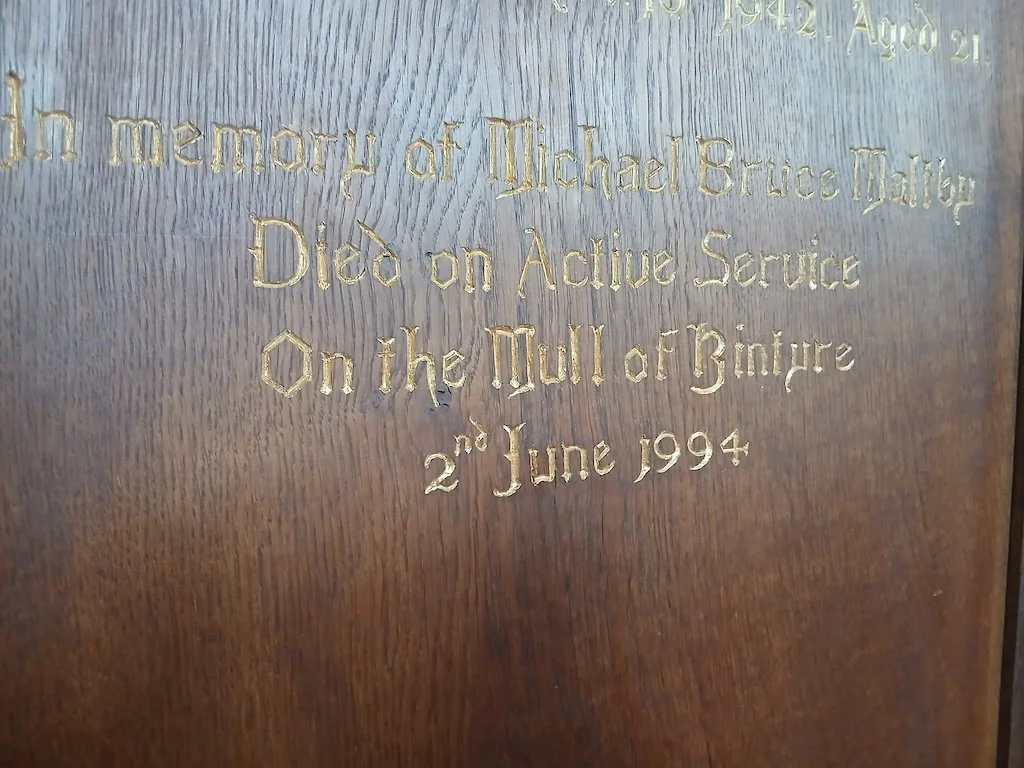 Carved lettering in situ in Bedford School Chapel