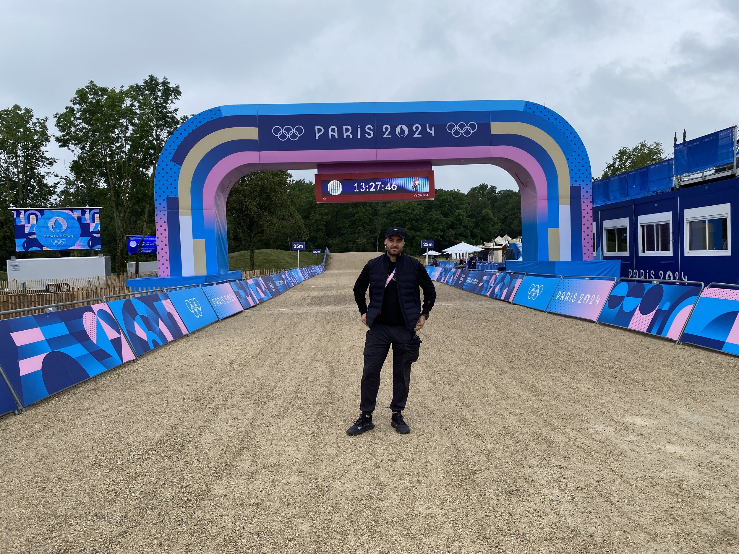 Tom at the Start-Finish arc.