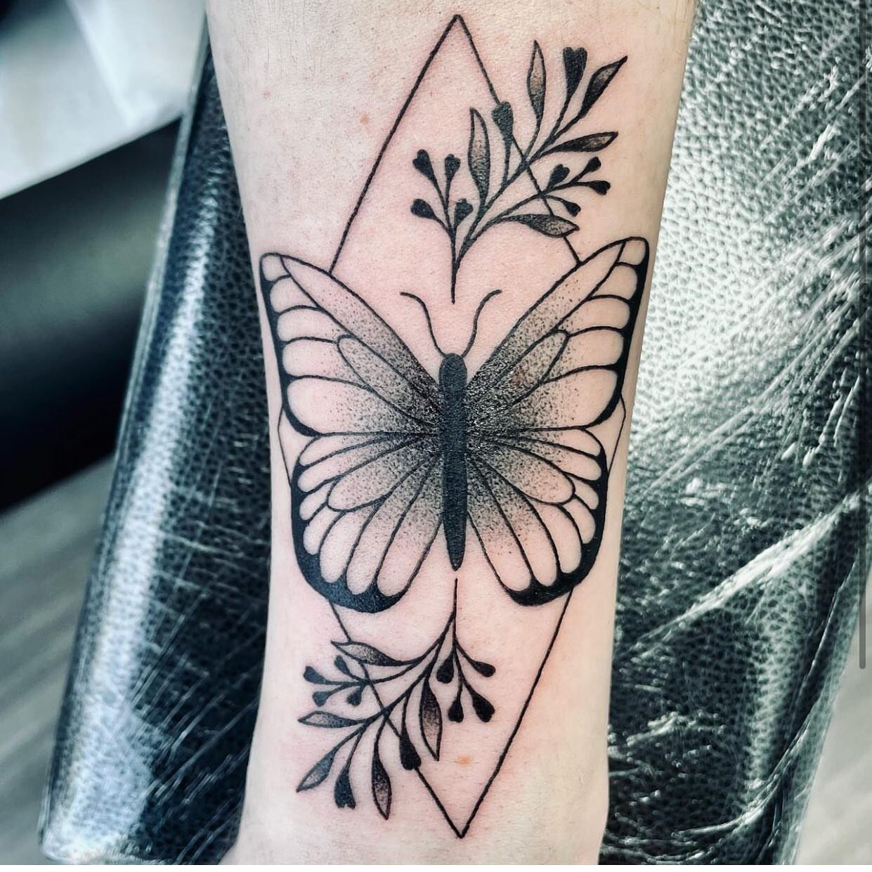 A butterfly design done by @amyrose.tattoo give Amy a follow and check out what other awesome designs she has ready for you. #tattoo #tattoos #like #follow #love #butterfly #butterflytattoo #dotwork #dotworktattoo