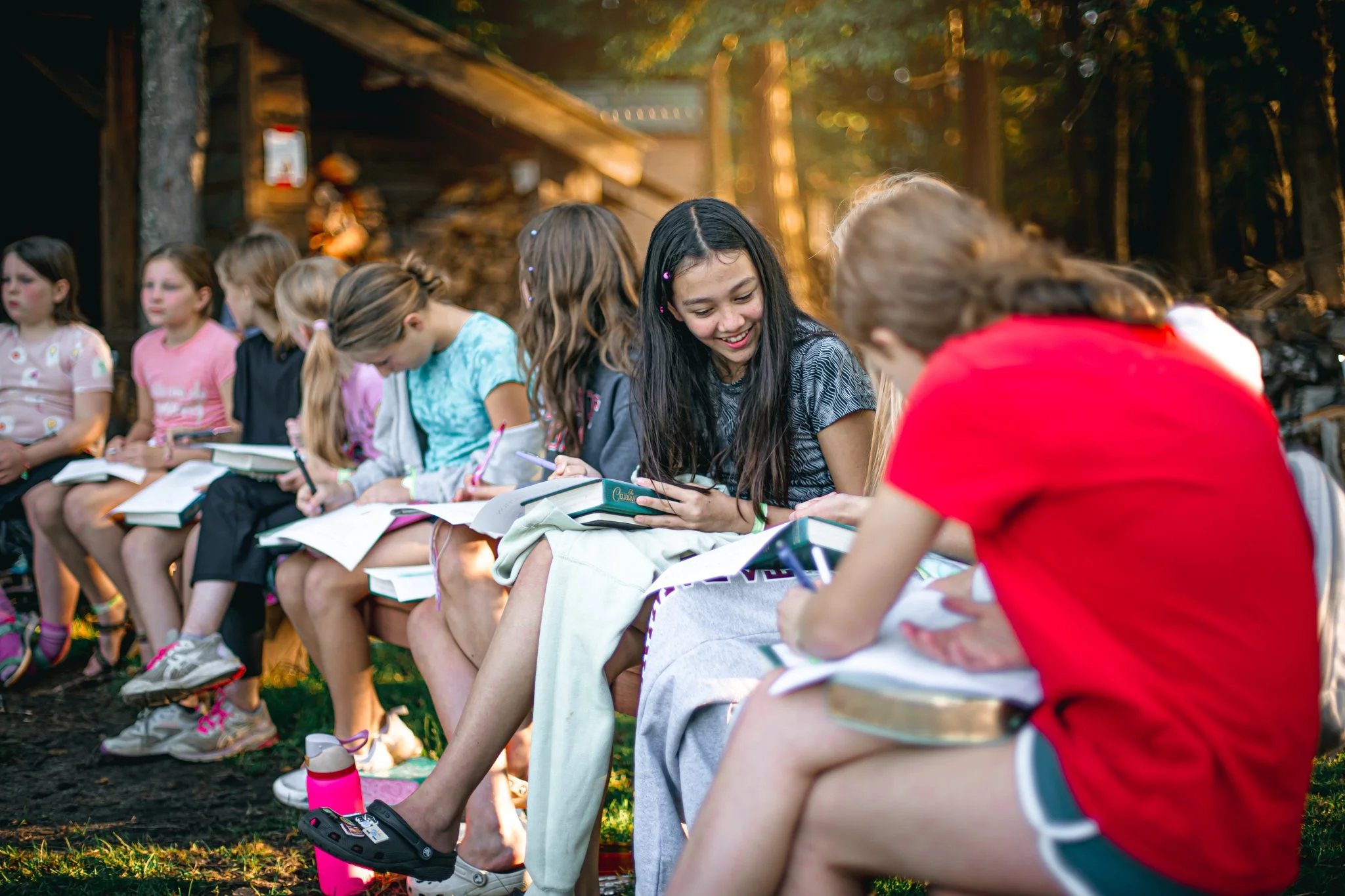 Girl's laughing together at Tapawingo Girl's Camp