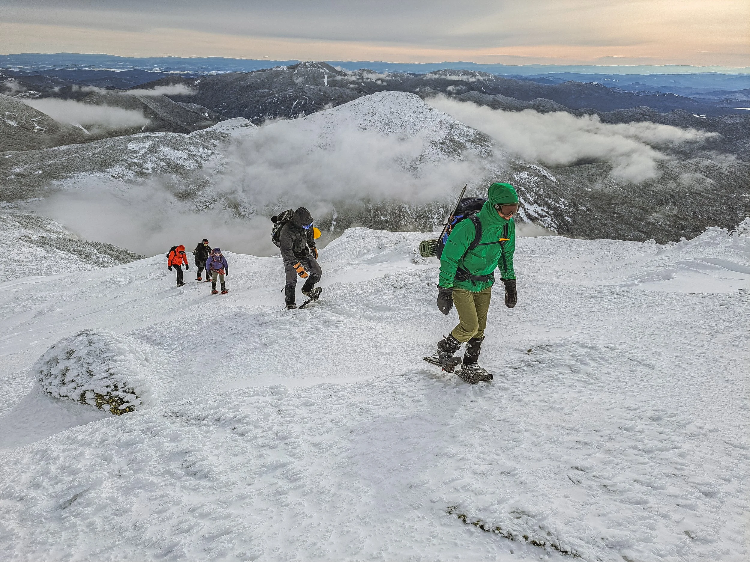 Hiking Marcy mountain in the winter in New York