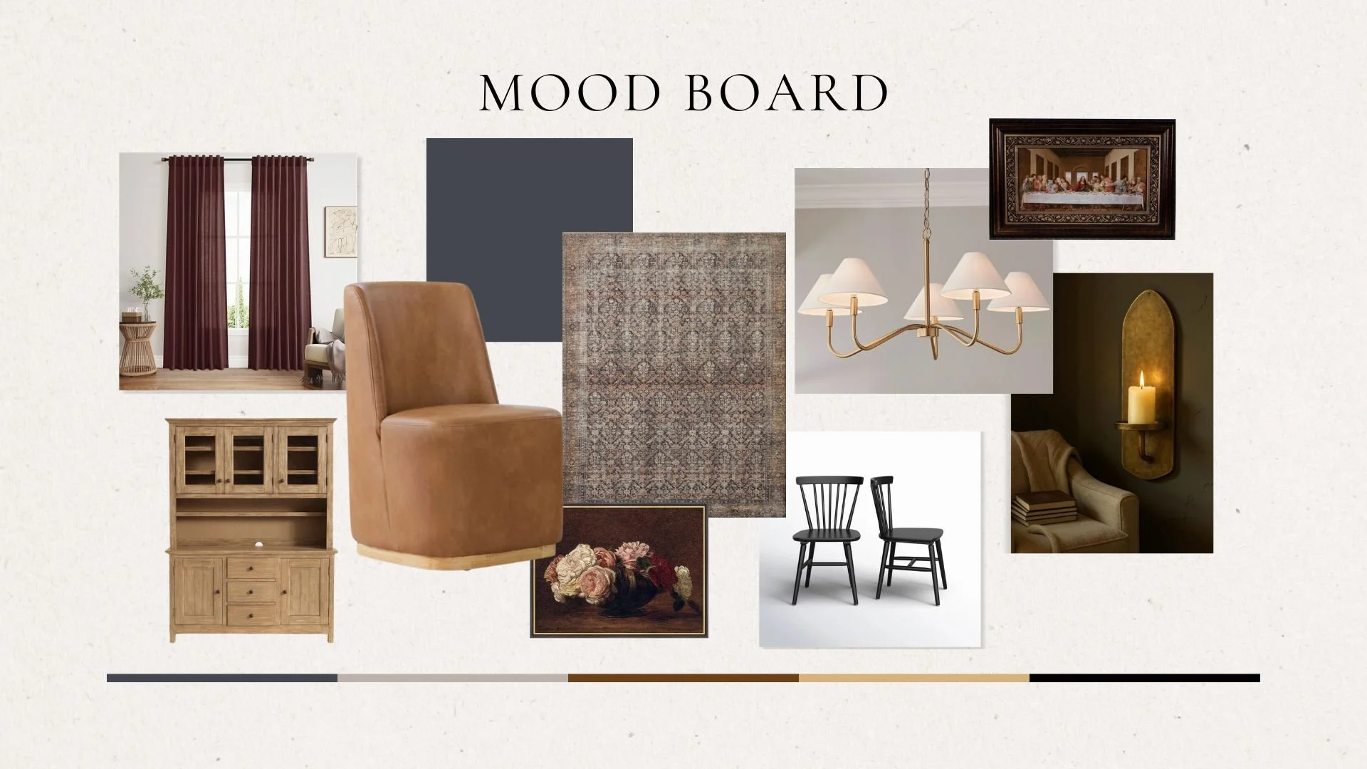Interior design mood board for a dining room in Cyberspace by Sherwin-Williams