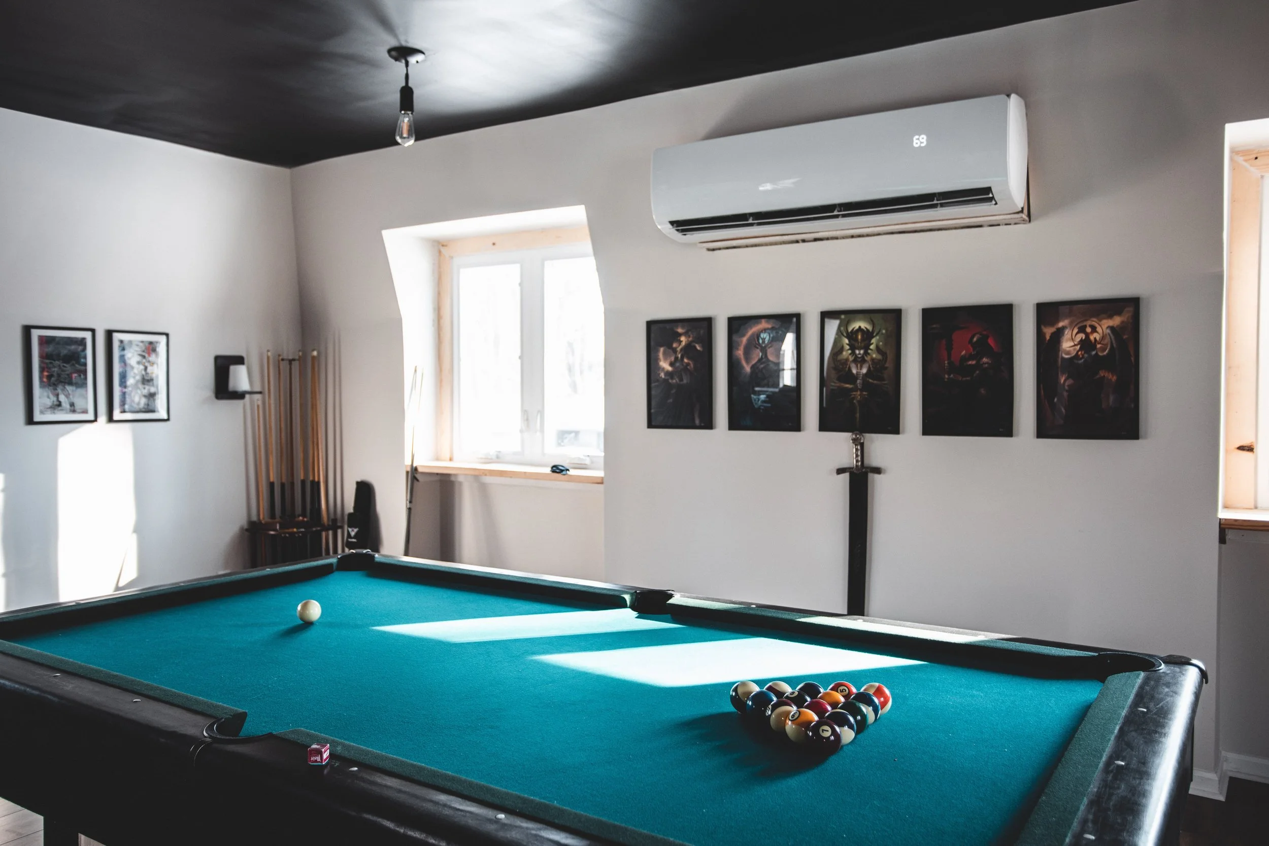Pool table in rec room