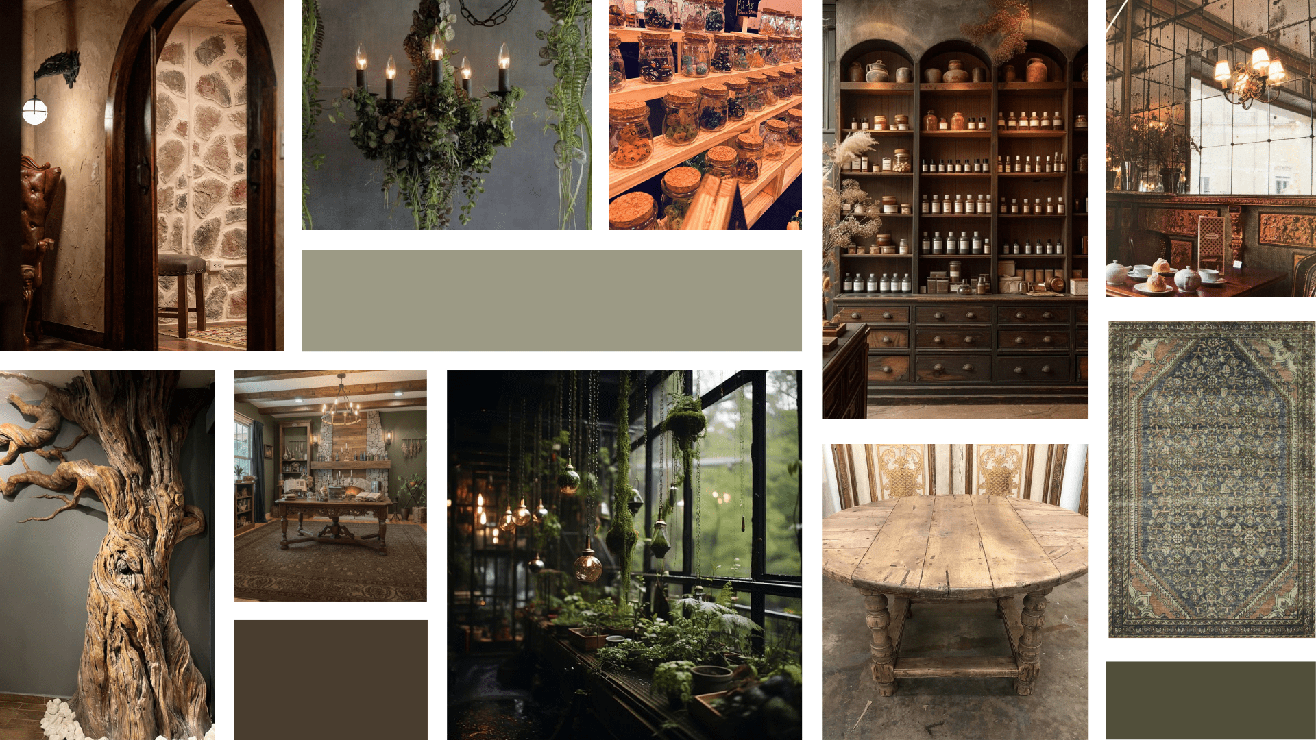 Mood board for apothecary design