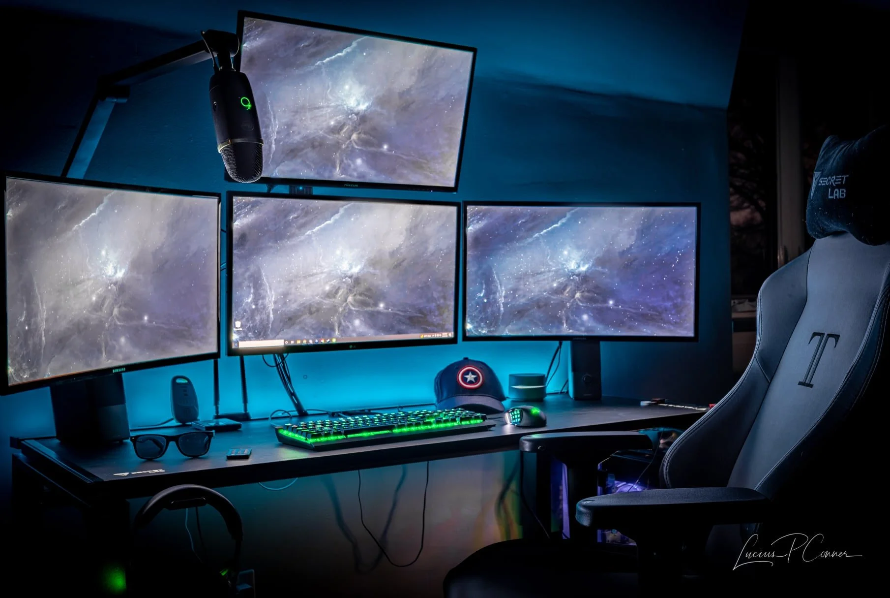Gaming desk with lights