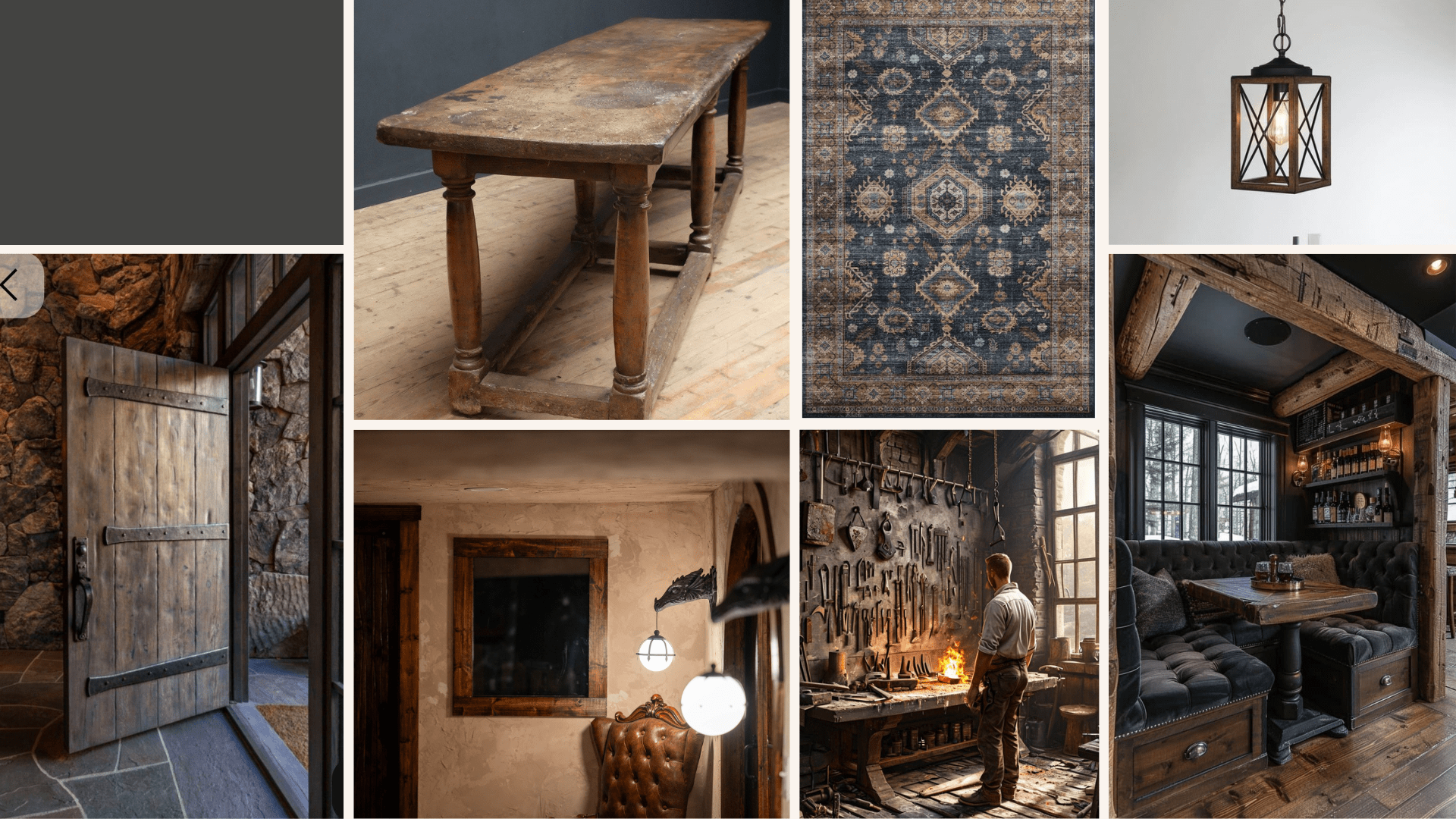 Mood board for blacksmith shop design