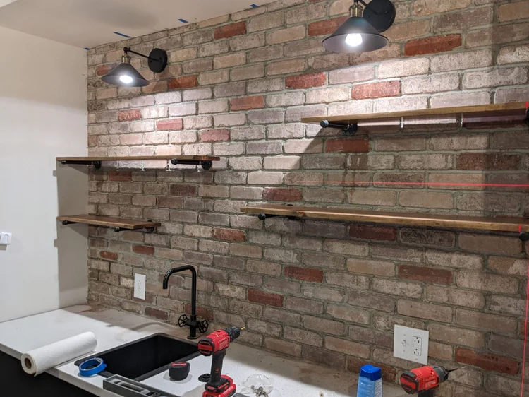 How to Hang Shelves on Tile Backsplash — Olive & June