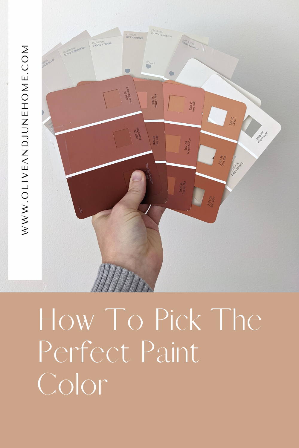 Paint chips in fanned out in hand