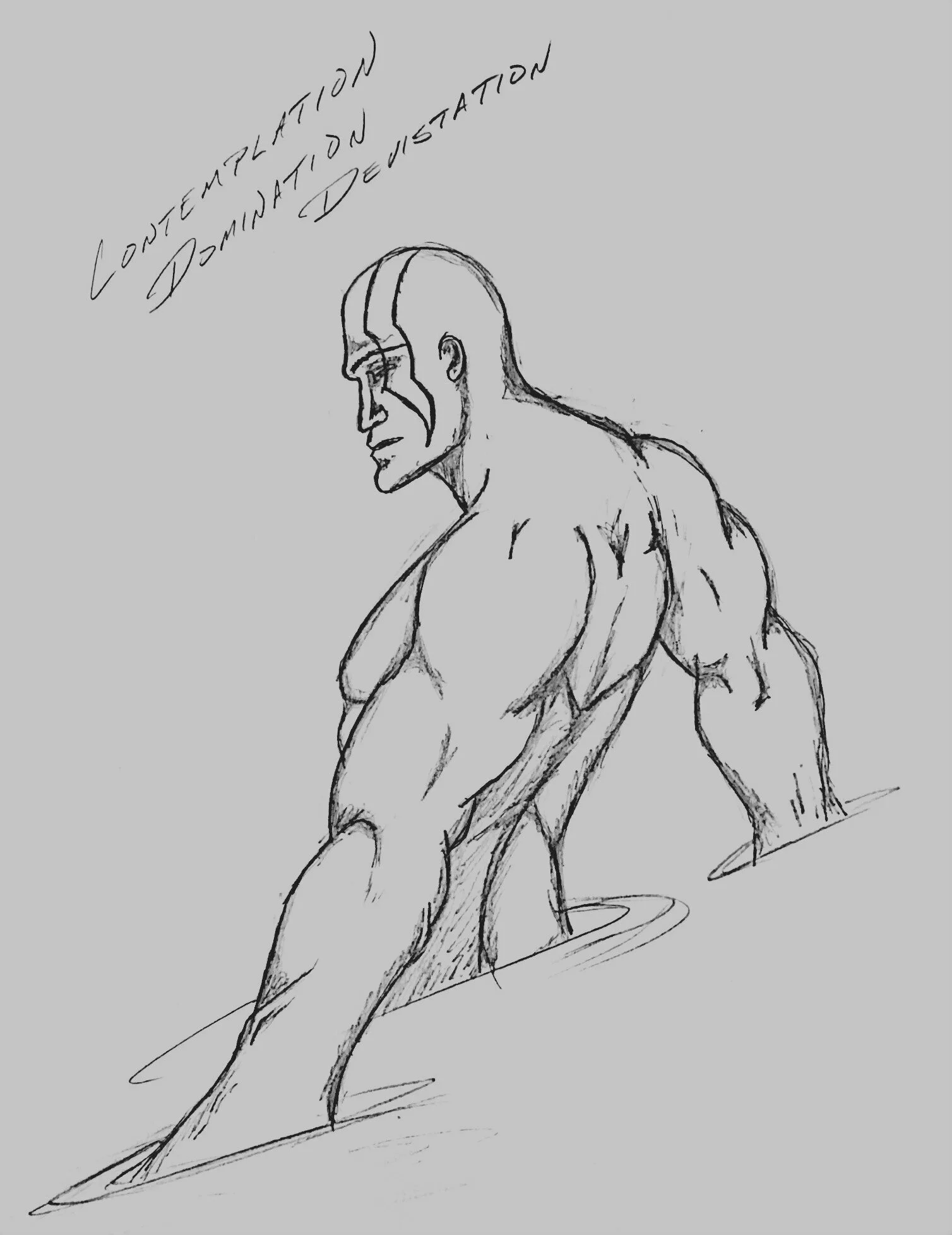 Pencil draft worked as my template for the many color variations to follow. This also includes a few different titles I considered.