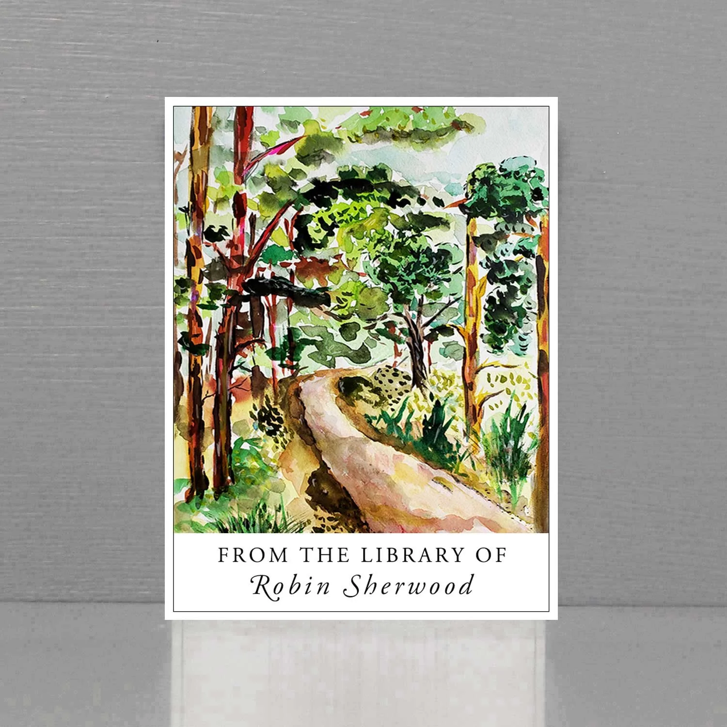 Bookplate with Winding Forest Path