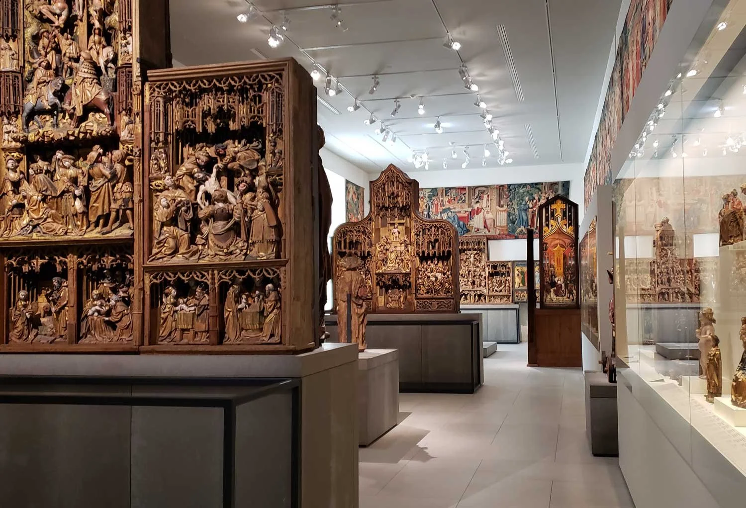 Large religious wood carvings.