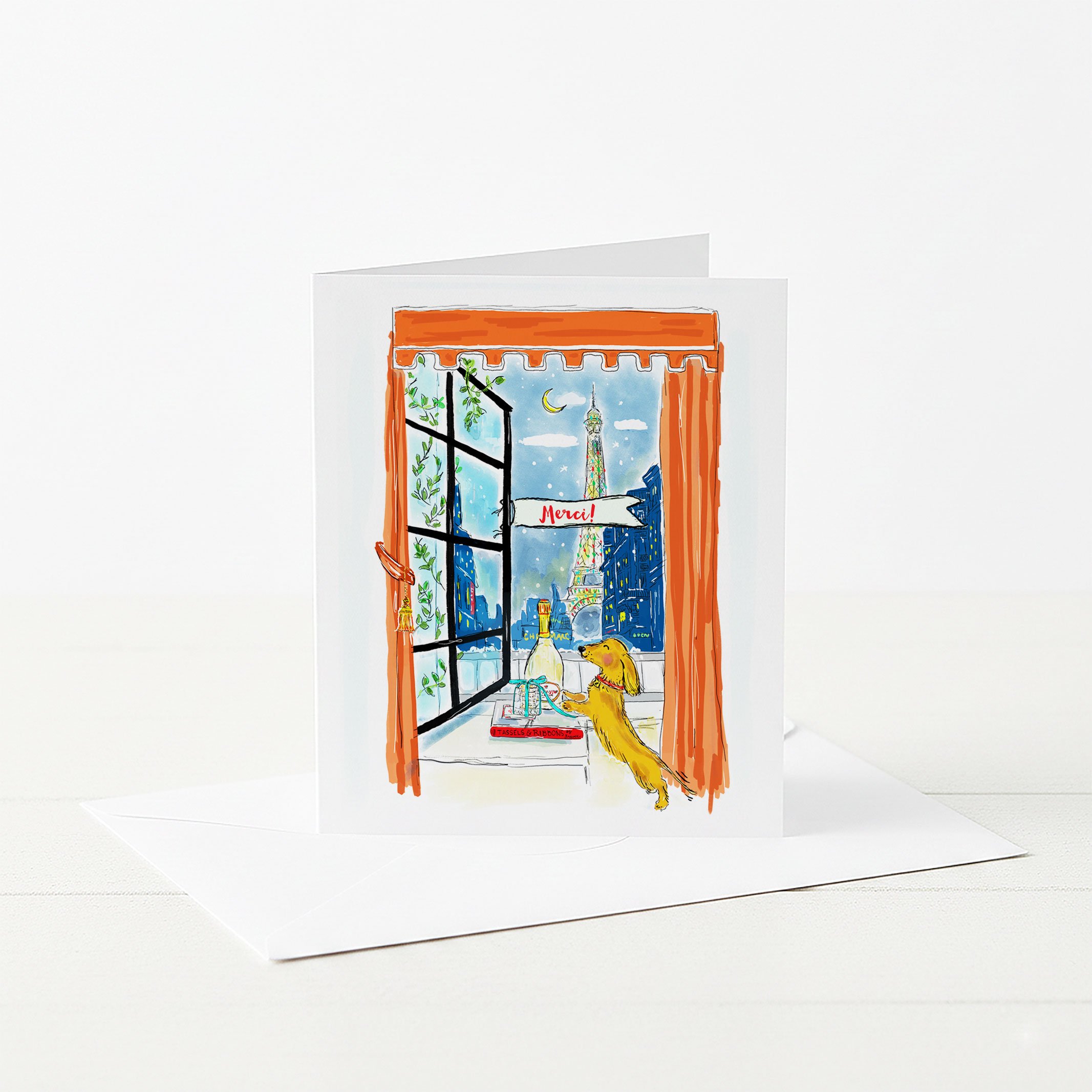 Dachshund  in Paris Merci Greeting Card