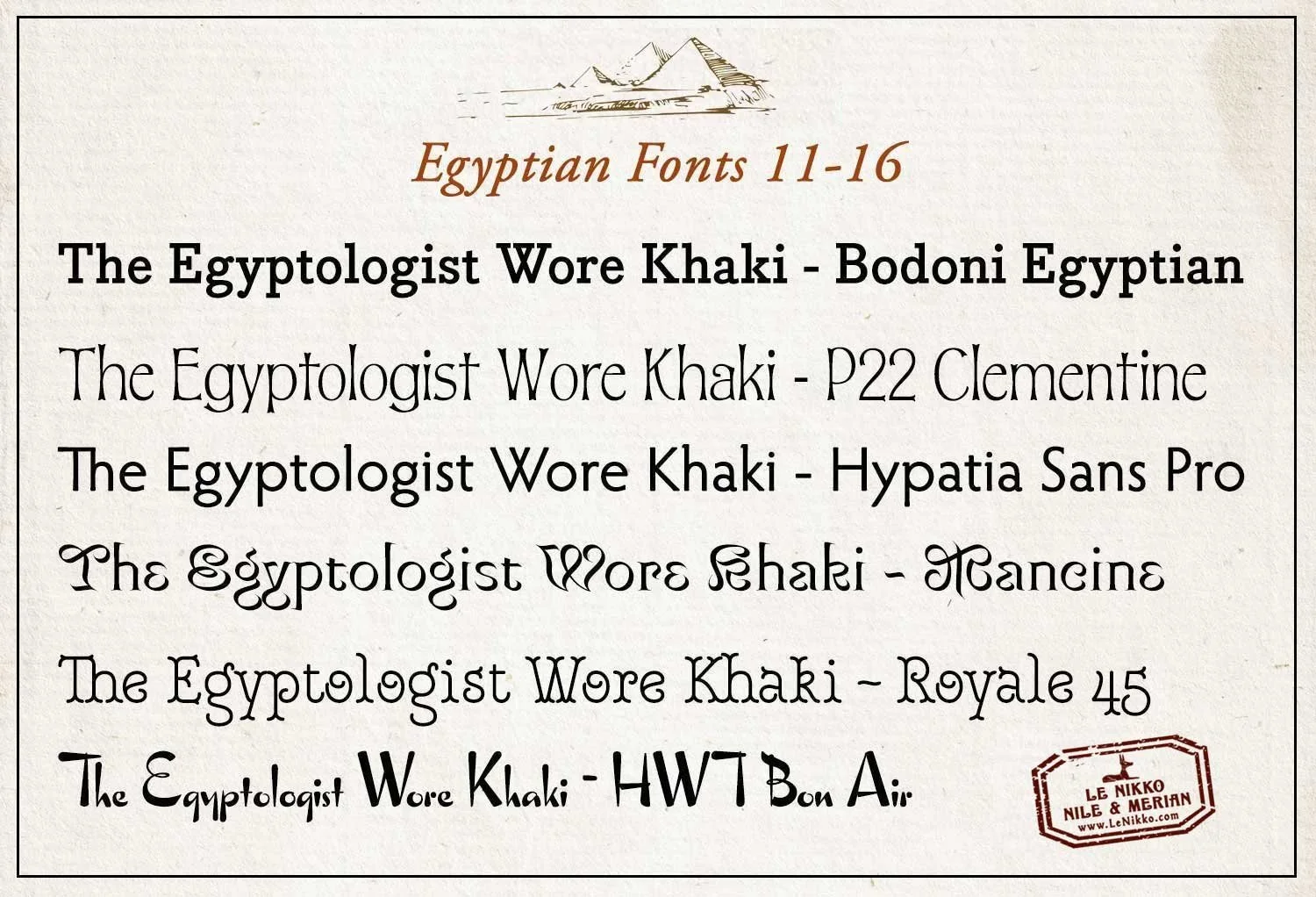 Third set of egyptology fonts.