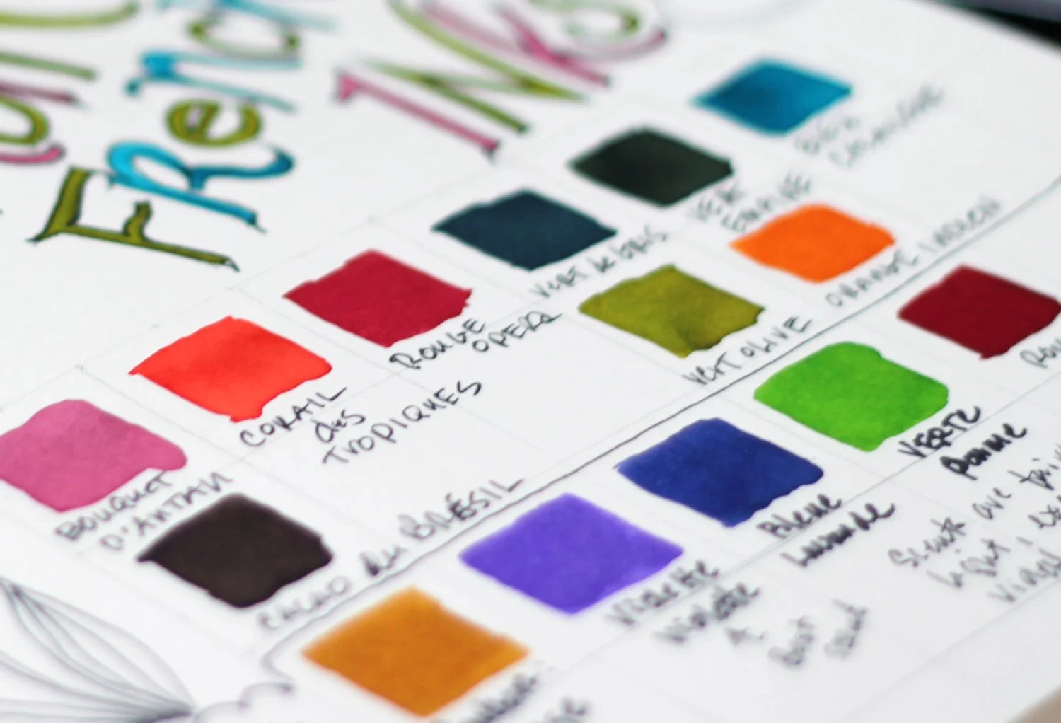 J. Herbin ink chart close-up.