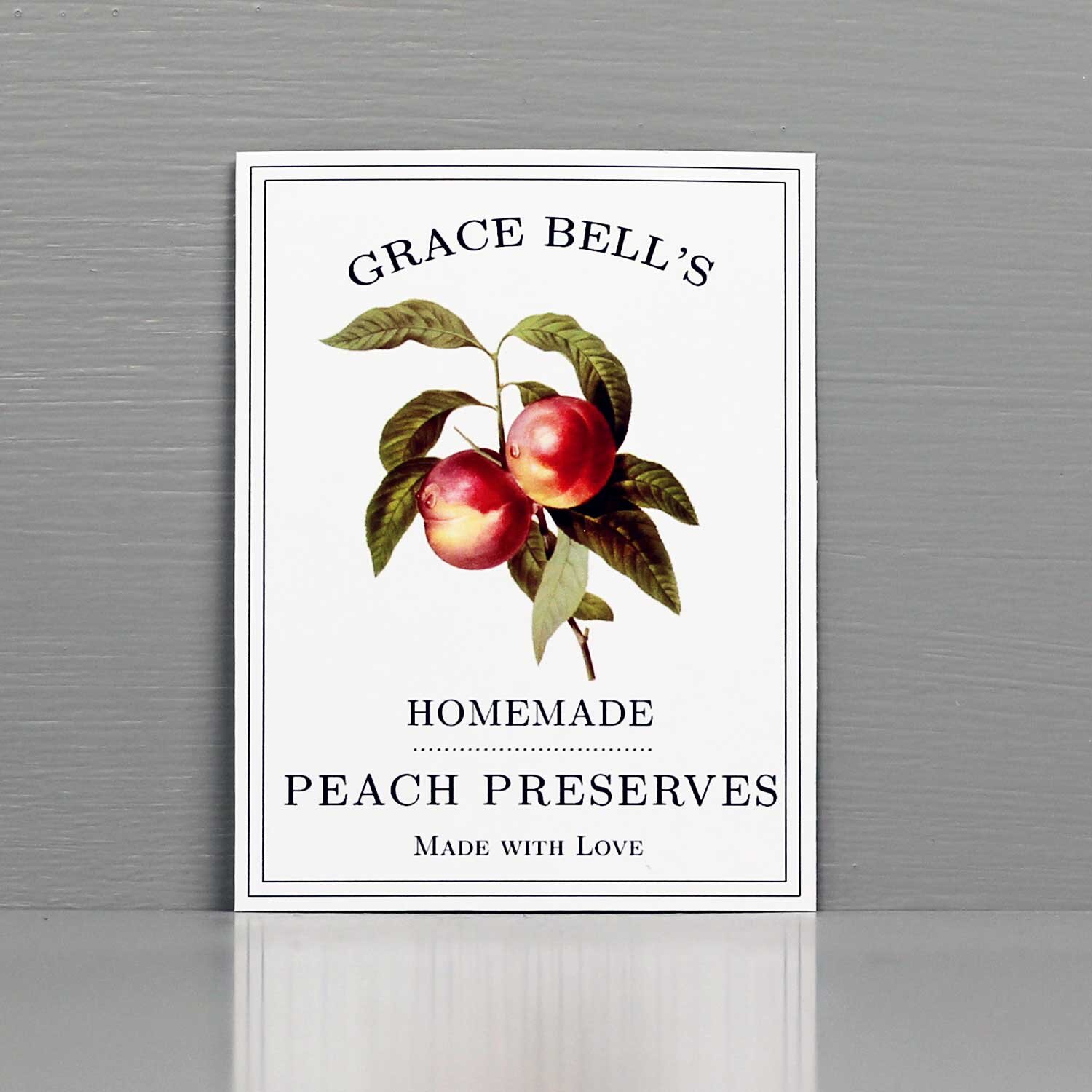 Personalized Peach Jam Labels With Classic Botanical Design Nancy Nikko