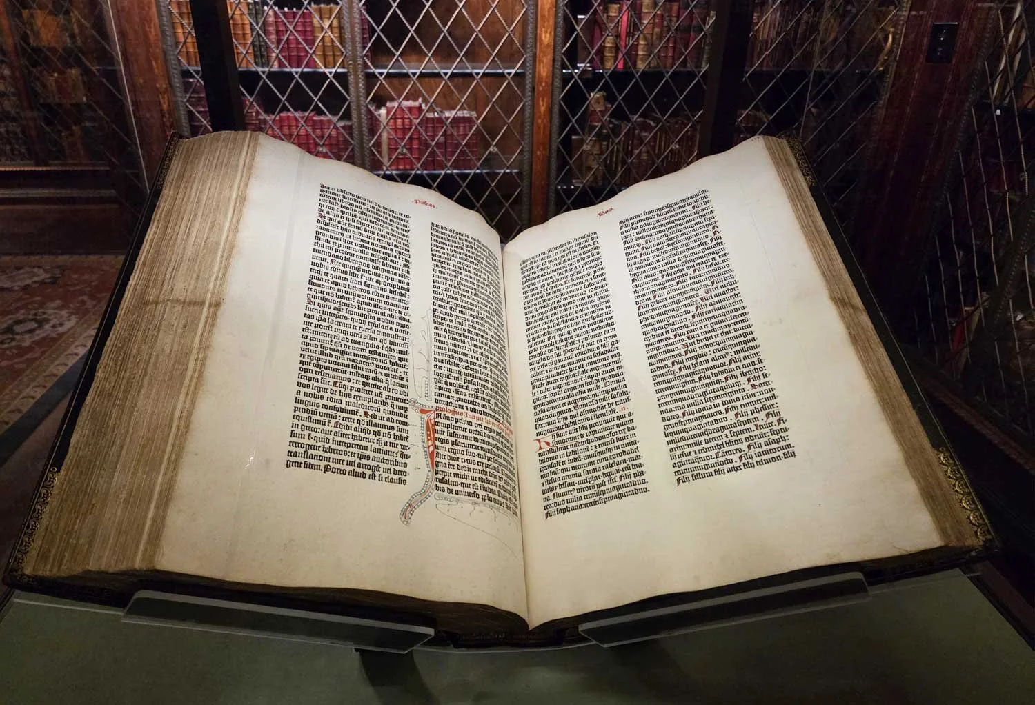 One of three Gutenberg Bibles at The Morgan Library NYC