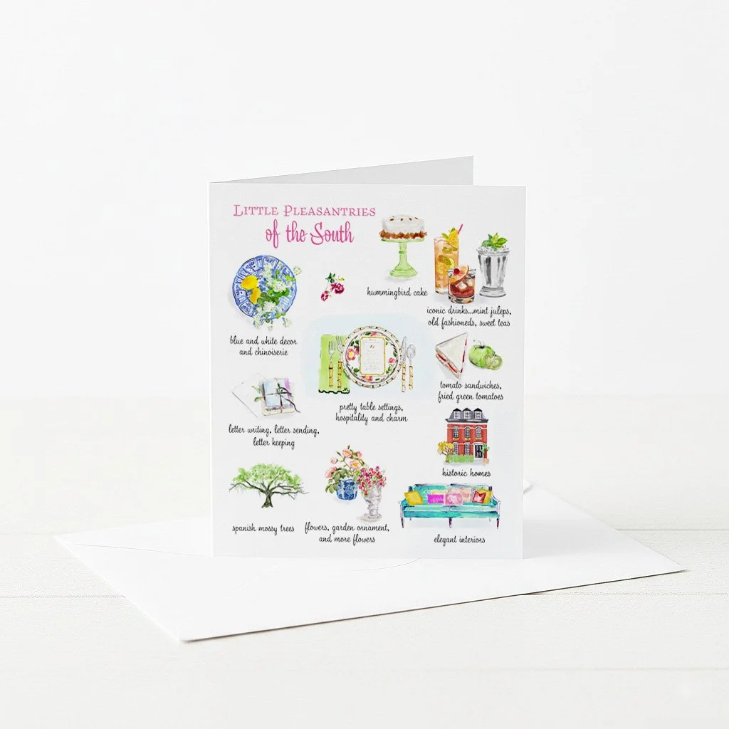 Greeting cards featuring a collection of illustrations celebreating the lifestyle and icons of Southern living.