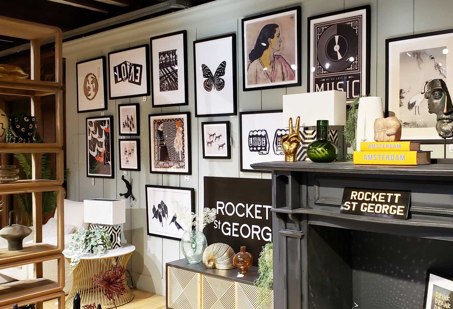Liberty gallery wall with prints for sale.
