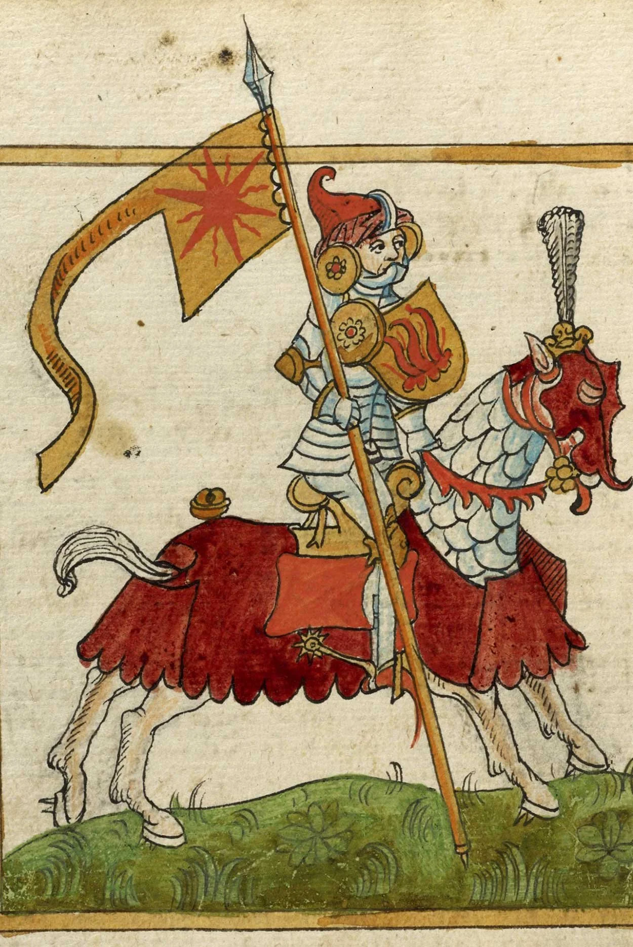 Medieval astrology, Knight shown representing the Planet Mars, Getty Museum. 14th c.