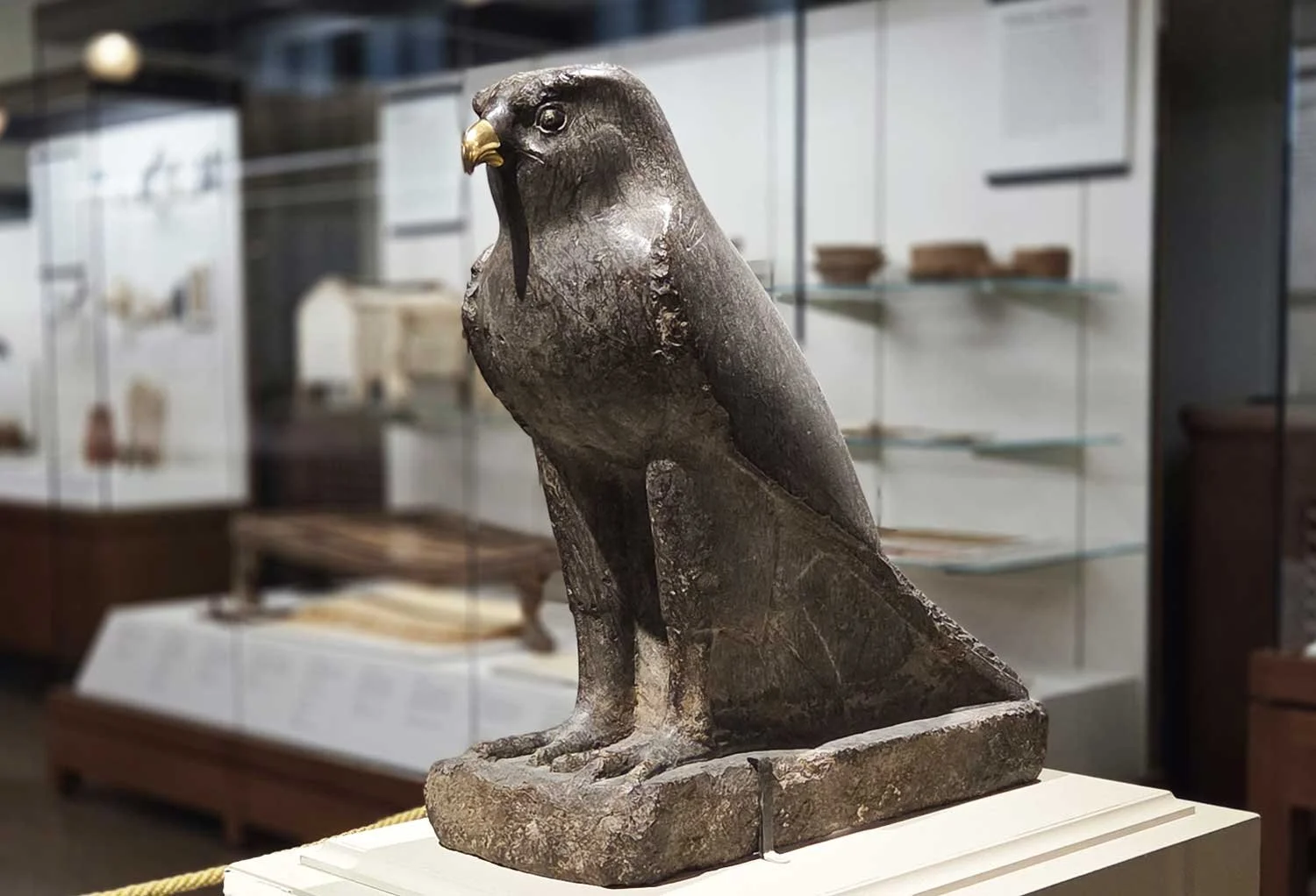 Statue of Egyptian God, Horus, in the shape of a falcon