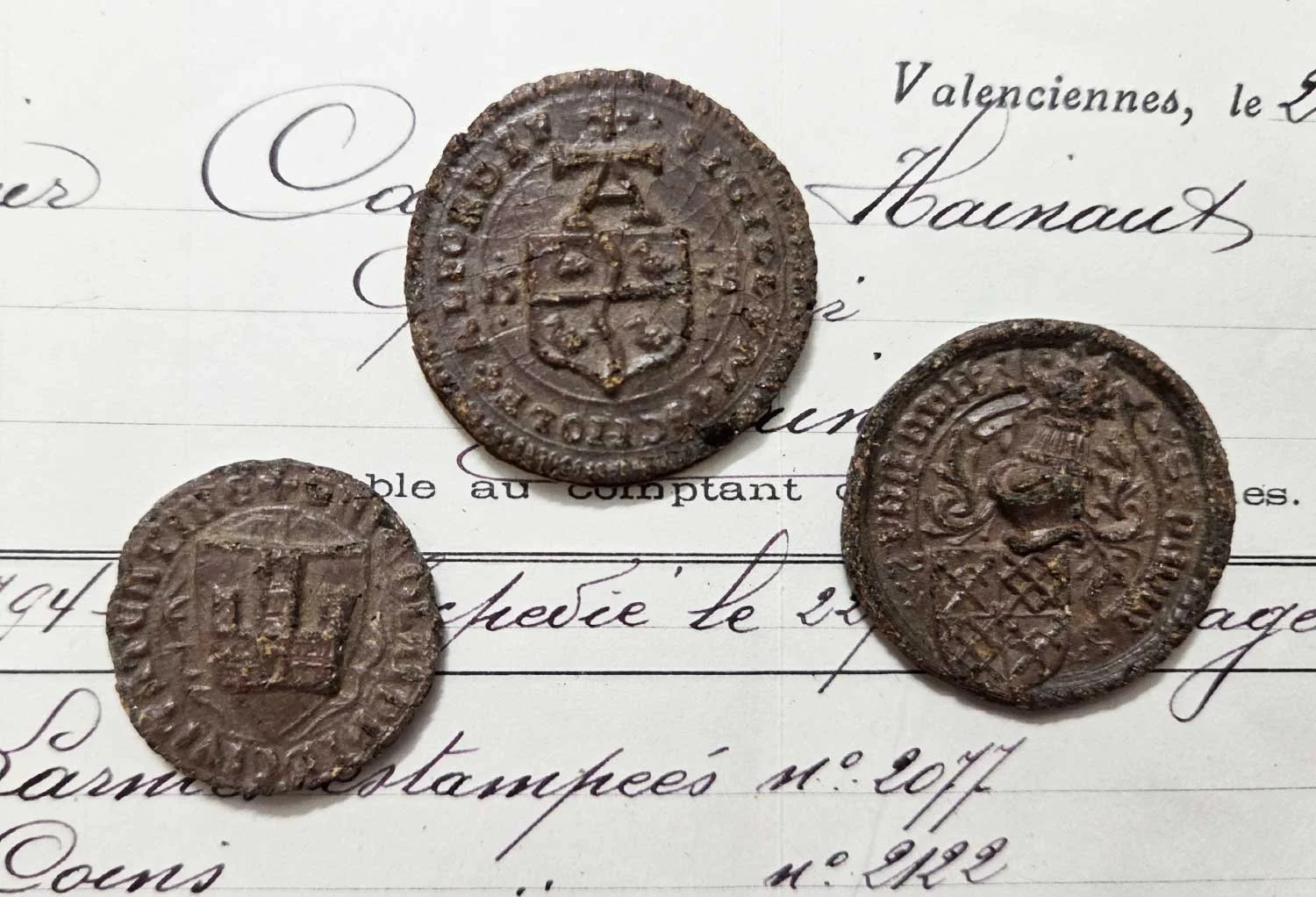 Medeival heraldic wax seal impressions.
