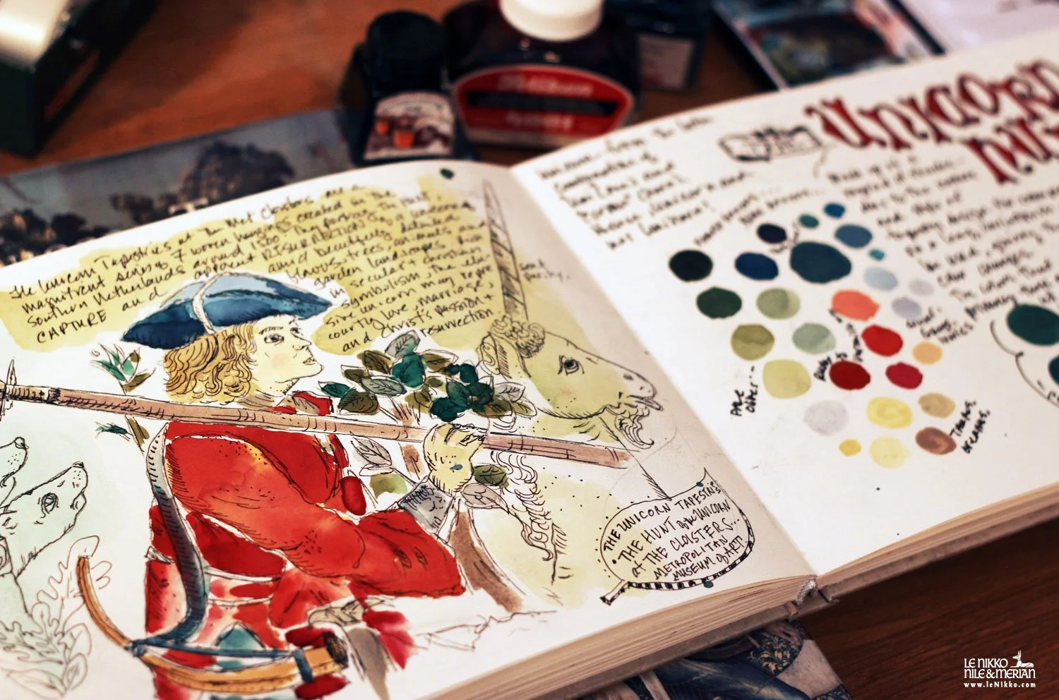 Sketchbook with unicorn color palette