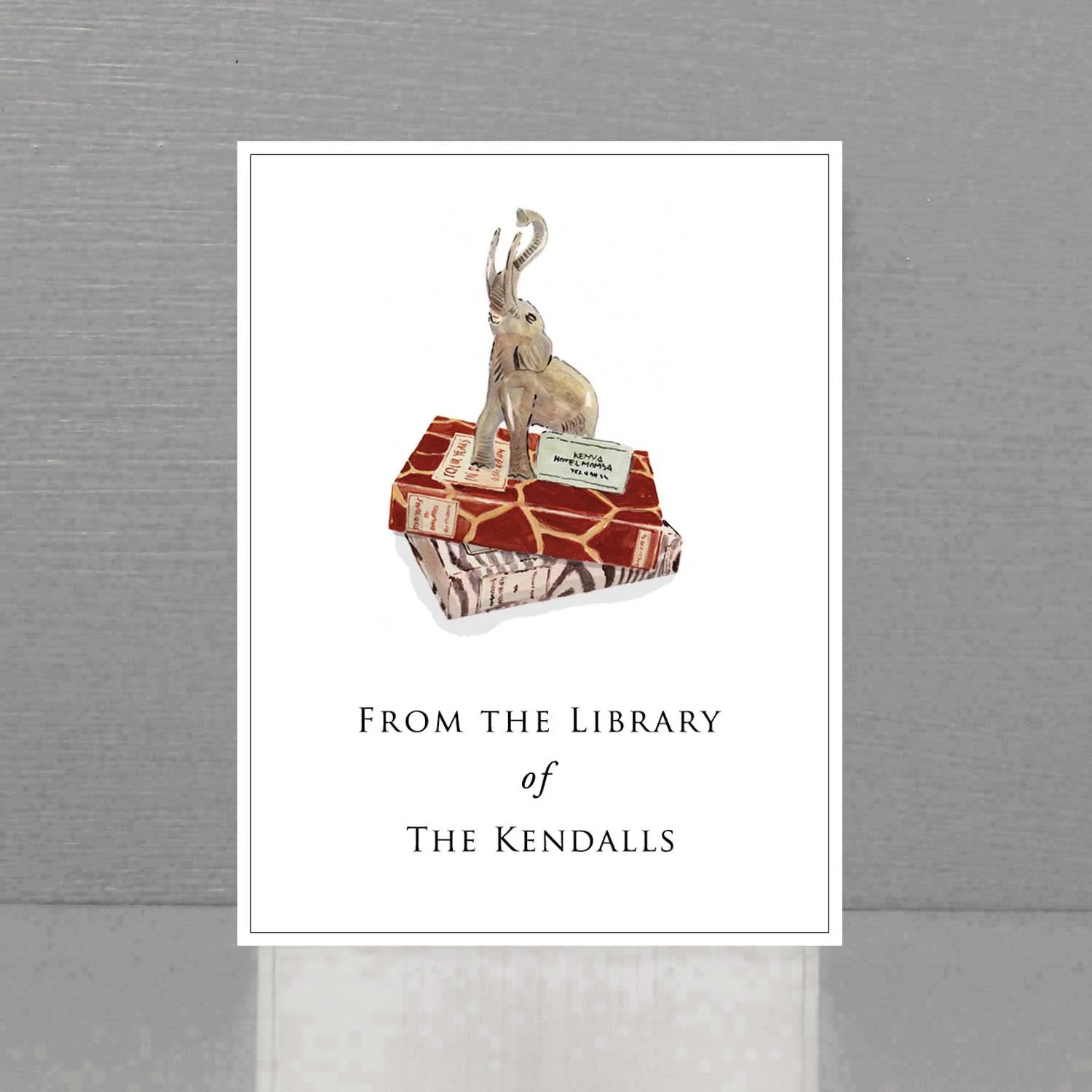 Personalized Bookplate with Vintage African Travel Motif