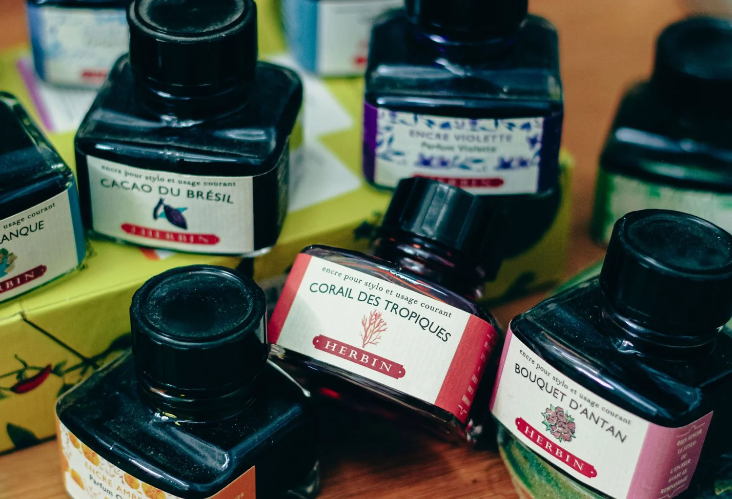 Collection of J. Herbin writing inks.