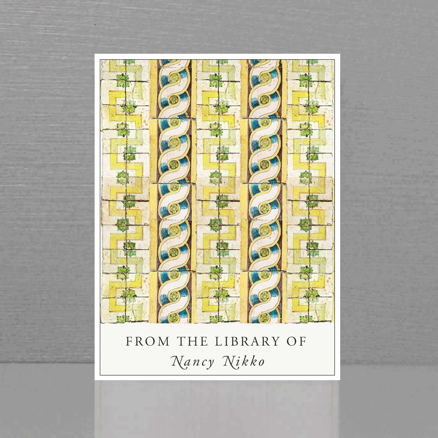 Bookplate with antique french tile design.