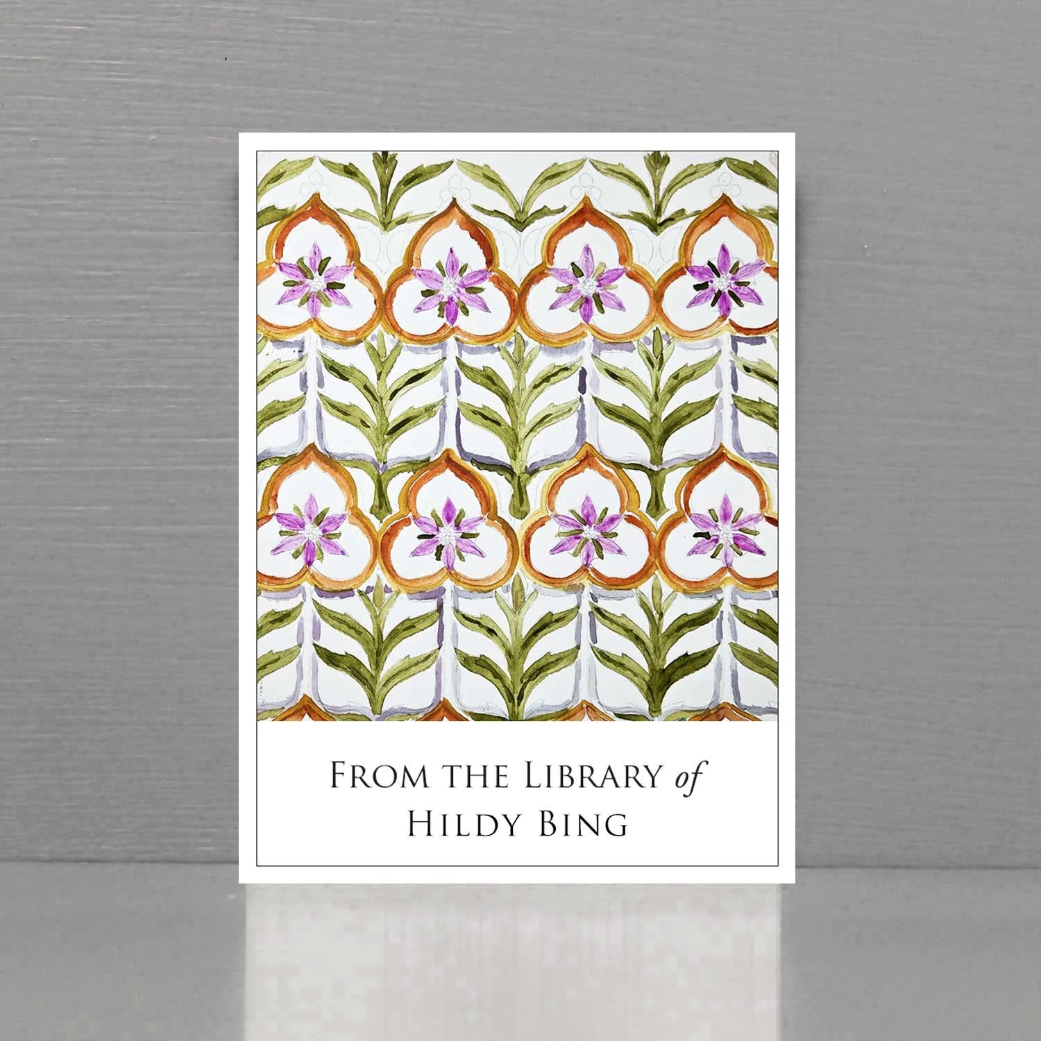 Bookplate with Gothic Revival Floral Pattern