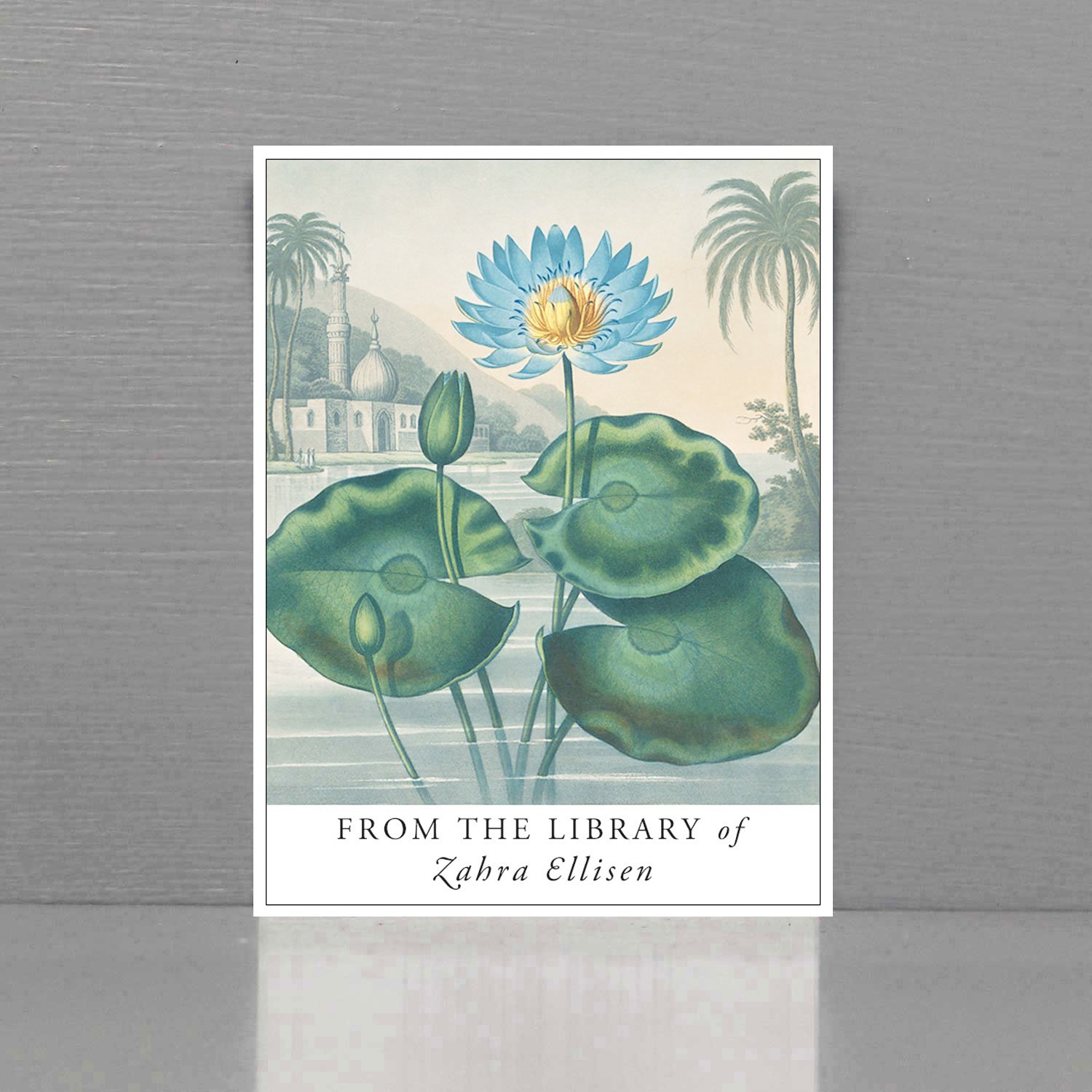Bookplate with Egyptian Blue Water Lily