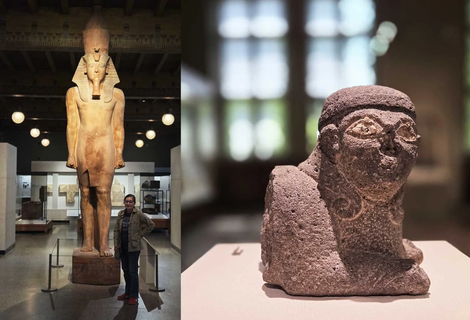 King Tut statue and female sphinx.