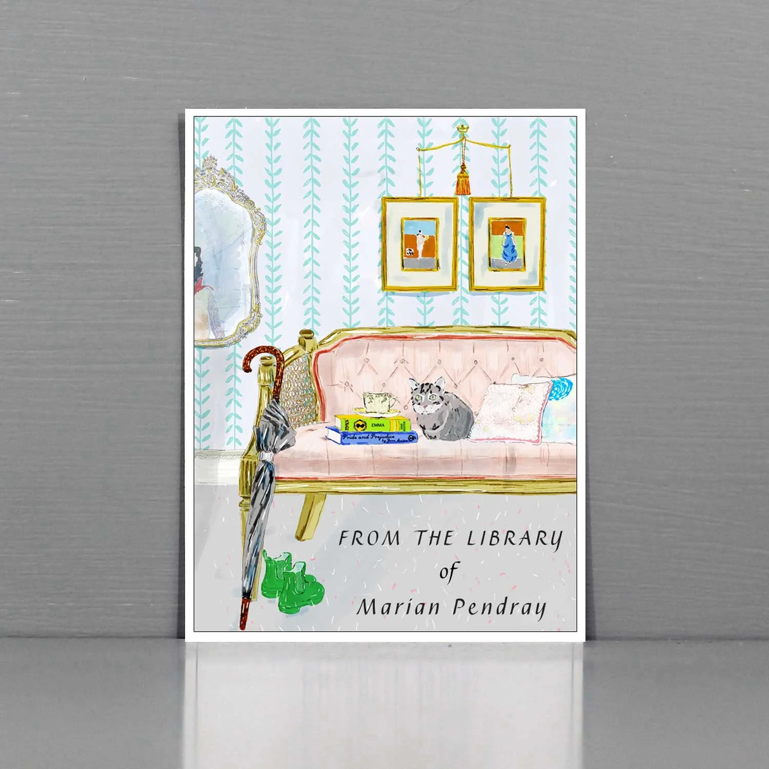 Bookplate with Regency Jane Austen Lover Interior