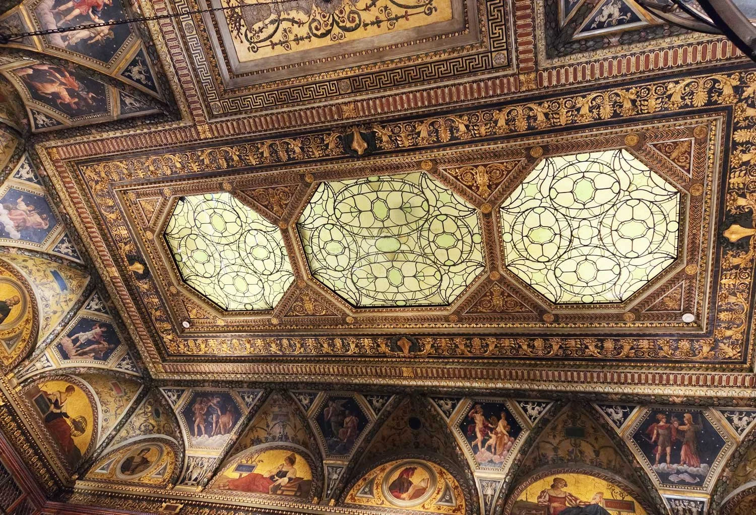 View of the center of Morgan Library main room, center.