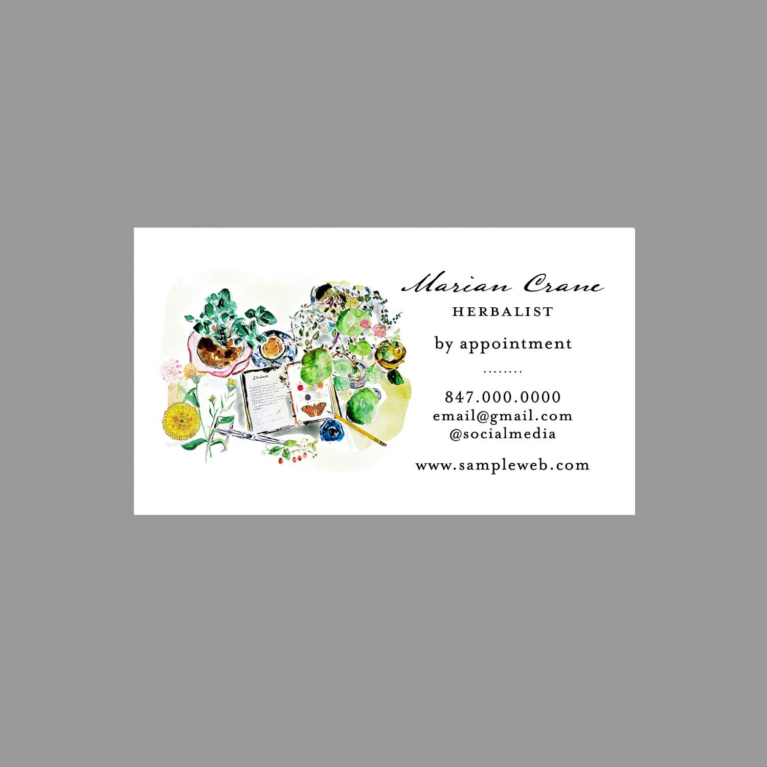 Business Card with Herbalist's Desk