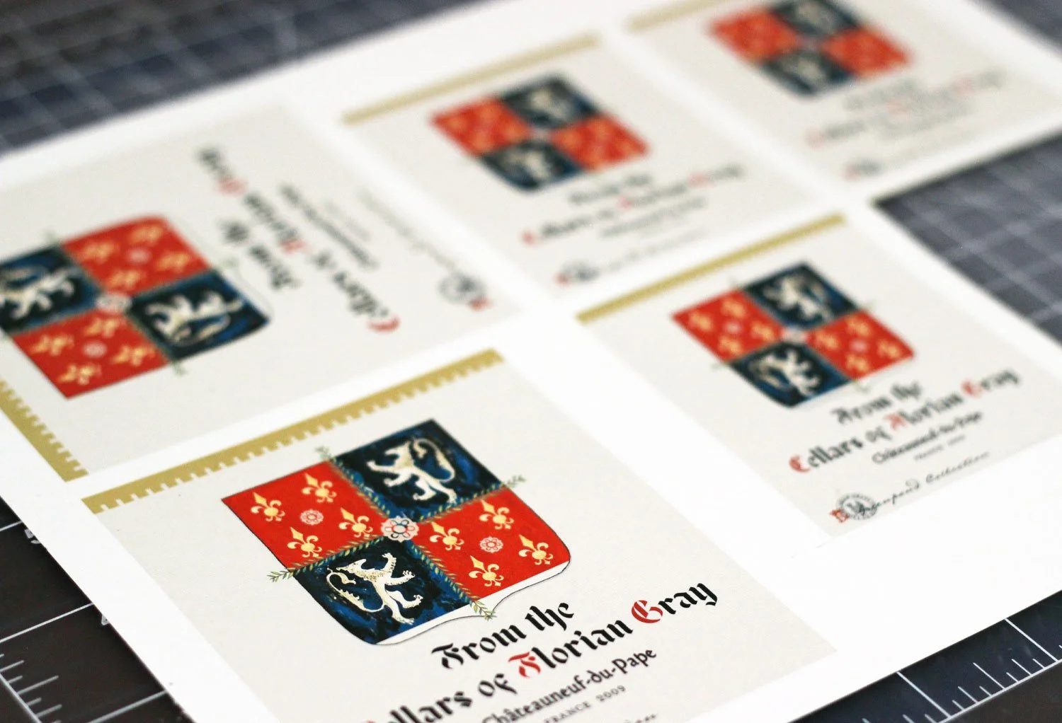 wine labels on sticker paper.