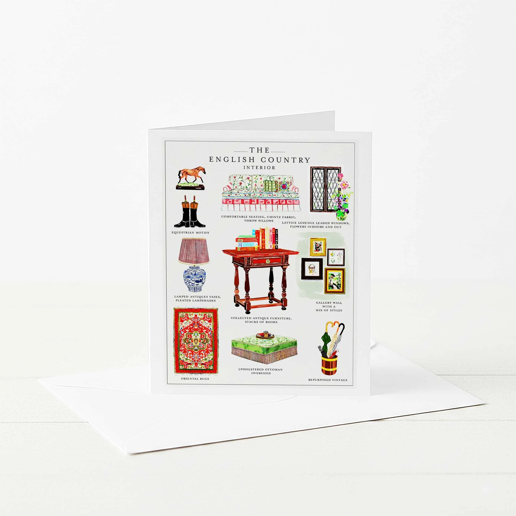 Classic English Country Interior Style Greeting Card