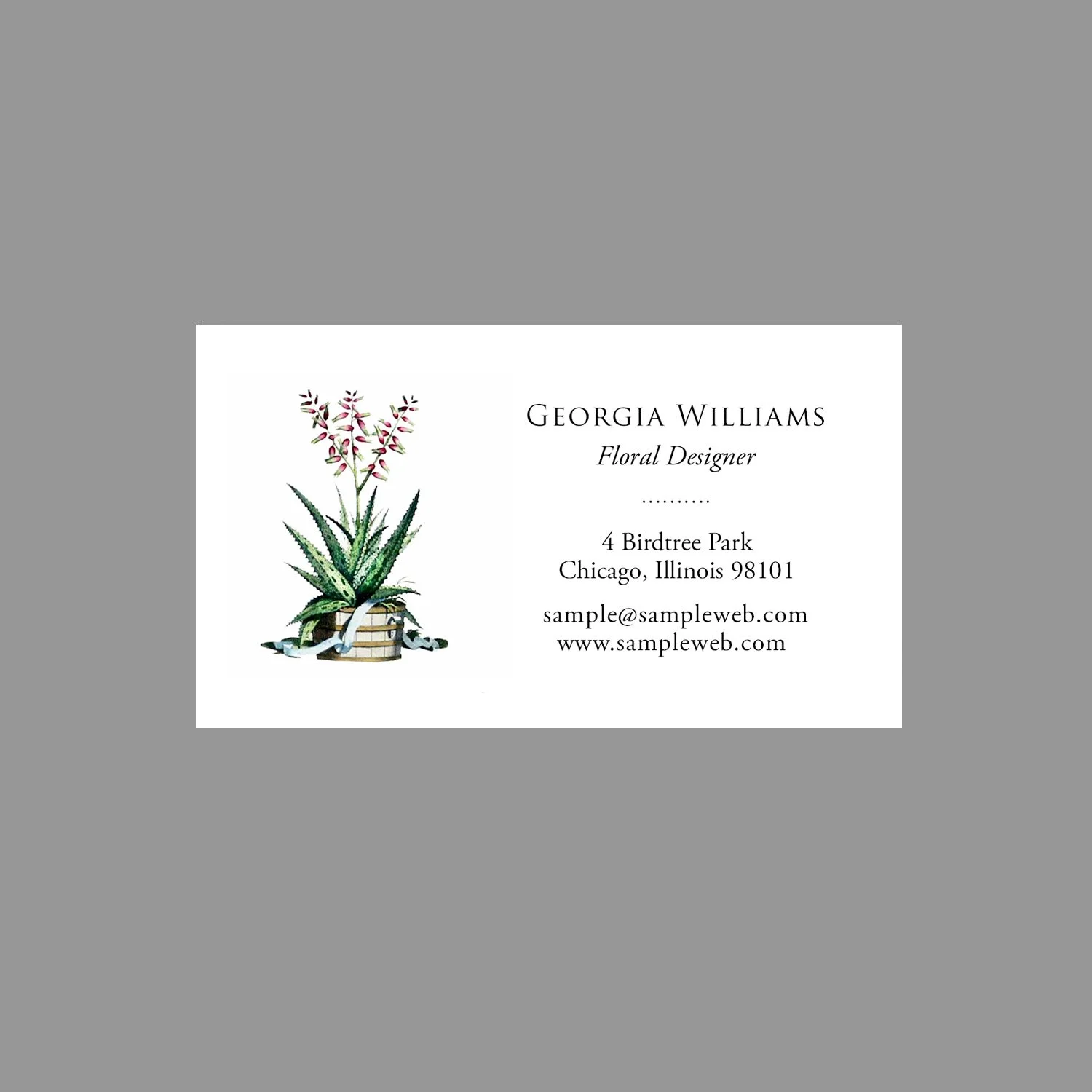 Pink and Green Aloe Business Card