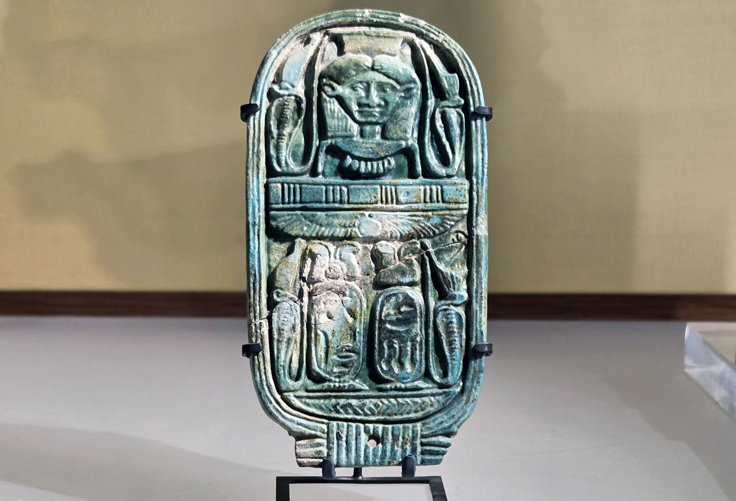 Faience lid to ancient Egyptian box.