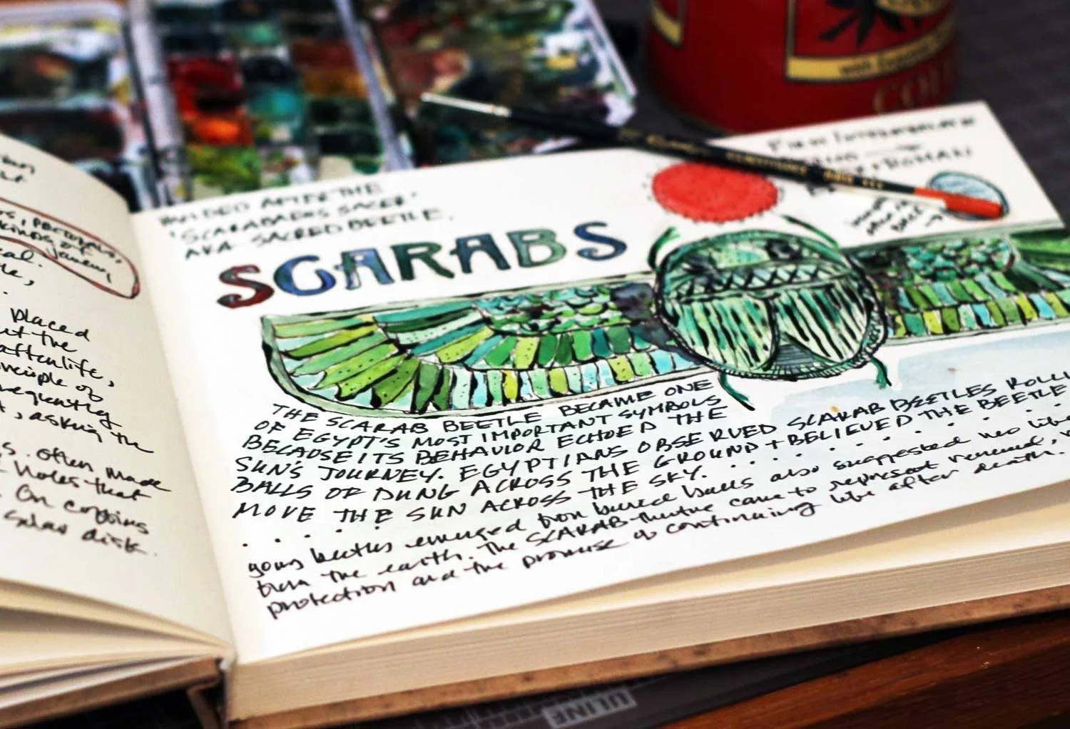 Journal with ancient Egyptian Scarab.