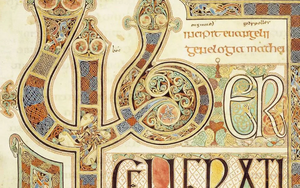 Detail from Lindisfarne gospels, 7-8th c.