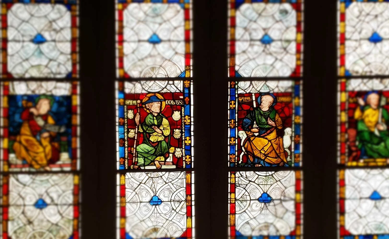 Set of 4 stained glass window panels.