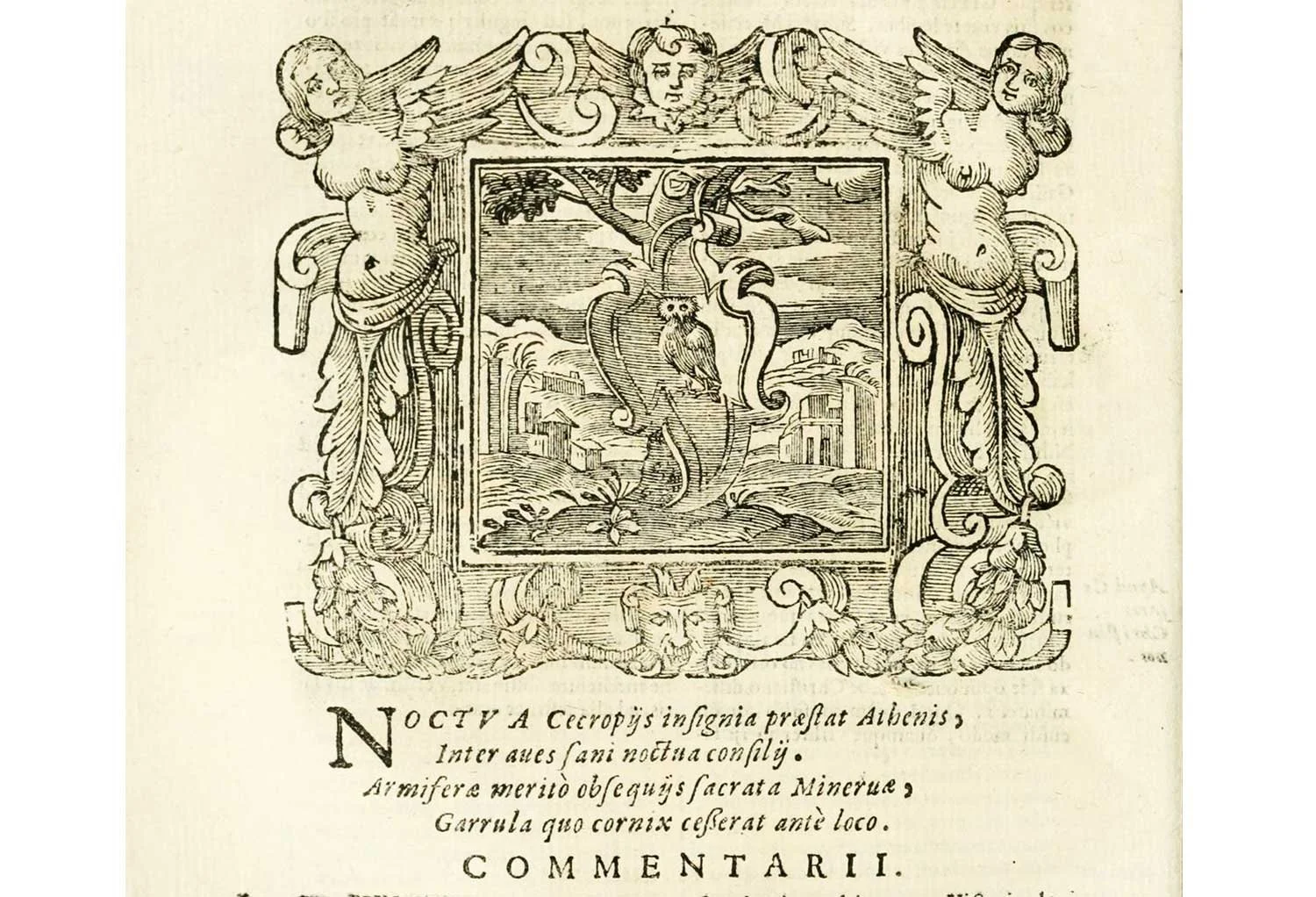 Emblemata page with owl.