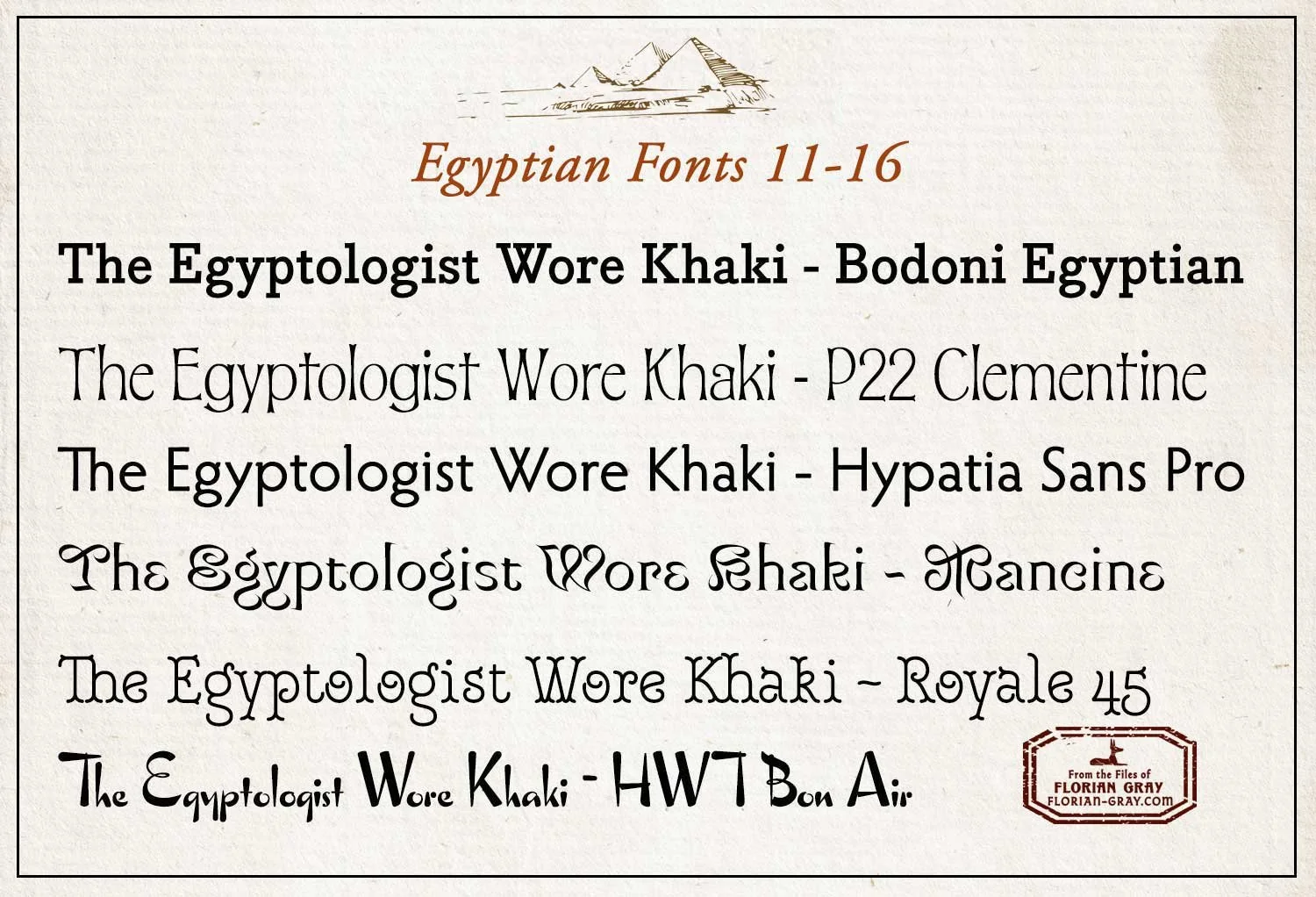 Third set of egyptology fonts.