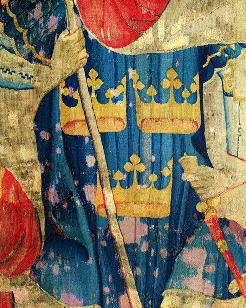 Detail from King Arhtur, The Heroes Tapestry, Met Museum, early 15th c. South Netherlandish. 